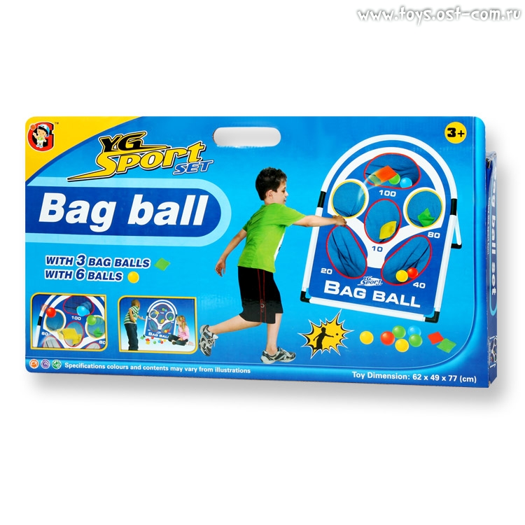 Детская игра Точный бросок YG Sport в коробке (мишень с ловушками, мячи 6 шт., мешочки 3 шт.) (107