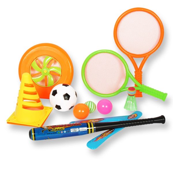 Игровой набор для детей 4 в 1 11 предметов YG Sport в сумке (футб. мяч, волан, бита 47 см, ракетка (Вид 2)