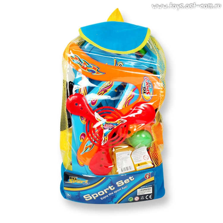 Игровой набор для детей 4 в 1 14 предметов YG Sport в сумке (игра Гироскоп, волан, ракетка 36 см (Вид 1)