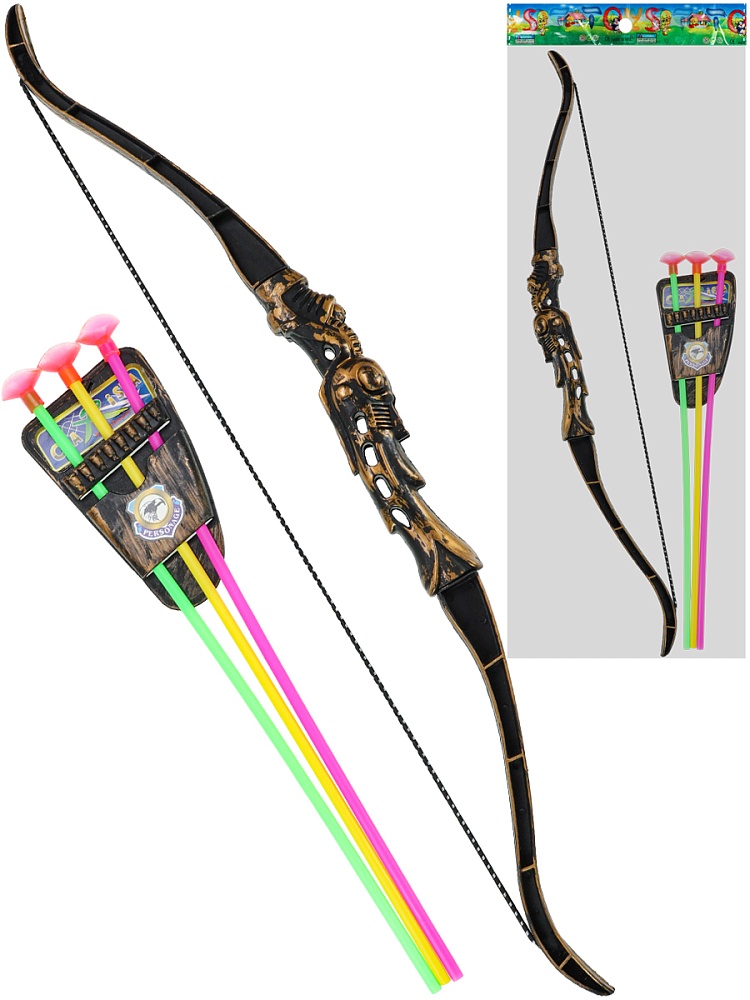 Лук (56×8×3,5 см) (стрелы на присосках 3 шт.,колчан,в пак.) ( Арт. 2280649)