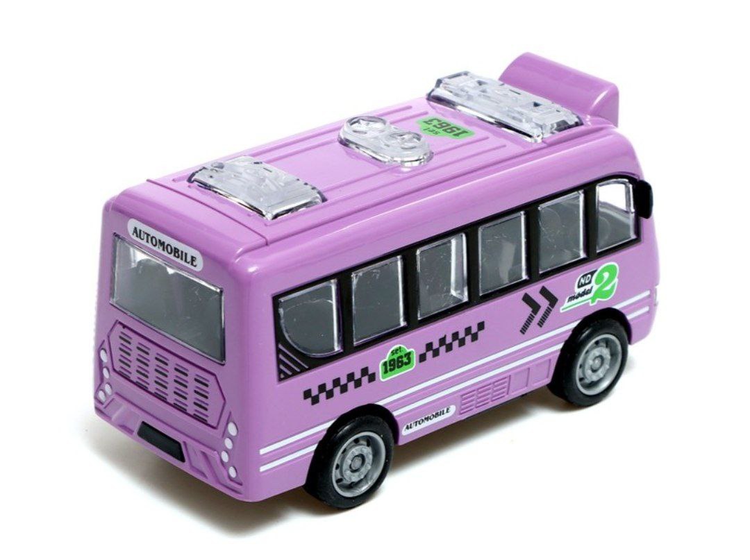 Автобус инерционный, размер 12х6,5х5,5 см, открыв. двери, пластик, цвет микс, в пакете(Арт. МИ-7490) (Вид 3)