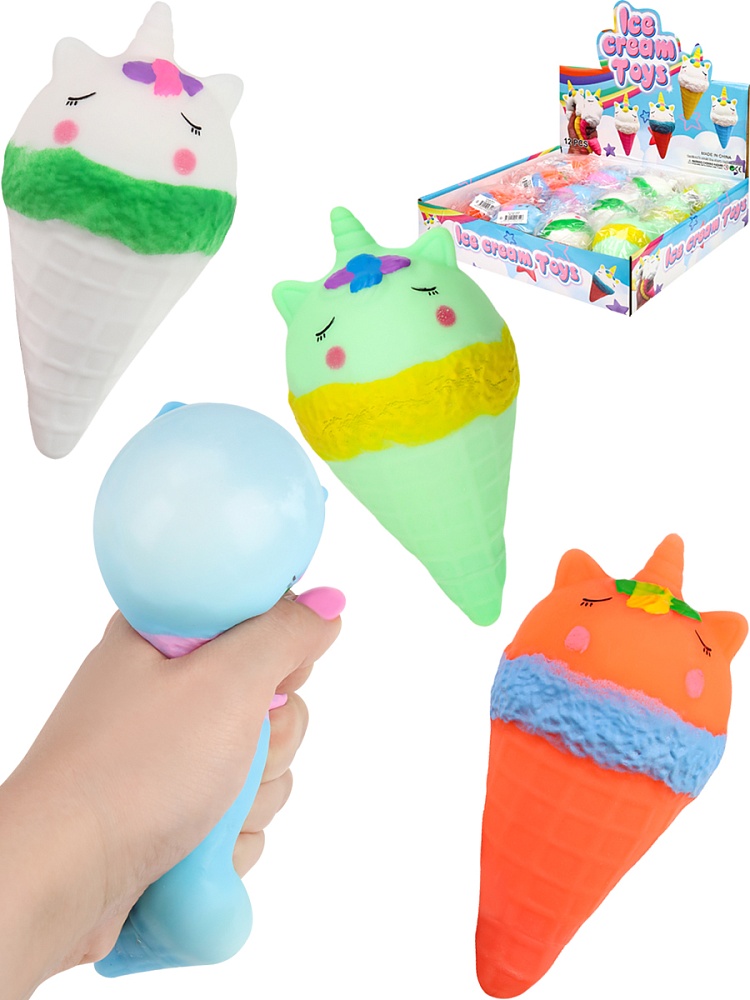 Антистресс-мялка Единорог в рожке цвет микс, в шоубоксе, кратно 12, 13,5x7,7 см (Арт. ИК-4354)