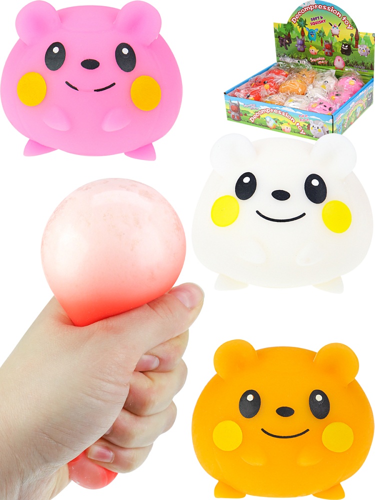 Антистресс-мялка Мишка  (цвет микс,полим-й матер.,мука)(8,5x10cм) ( Арт. ИК-8496) кратно 12