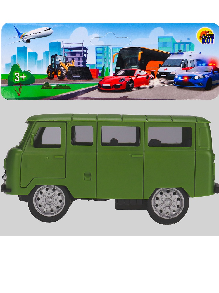 Машинка инерционная (12х6,5х5,5 см, зелёный, откр. двери) в пакете (Арт. ИК-0854) (Вид 2)