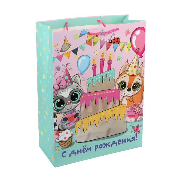 Пакет подарочный с окошком, детский, размер xl,190 гр/м2 ЧУДО ПРАЗДНИК PWXL-113310-AN