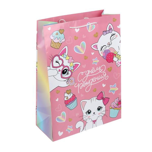 Пакет подарочный глянцевый xl,котенок,140 гр/м2 ЧУДО ПРАЗДНИК PXL-130122-CAT