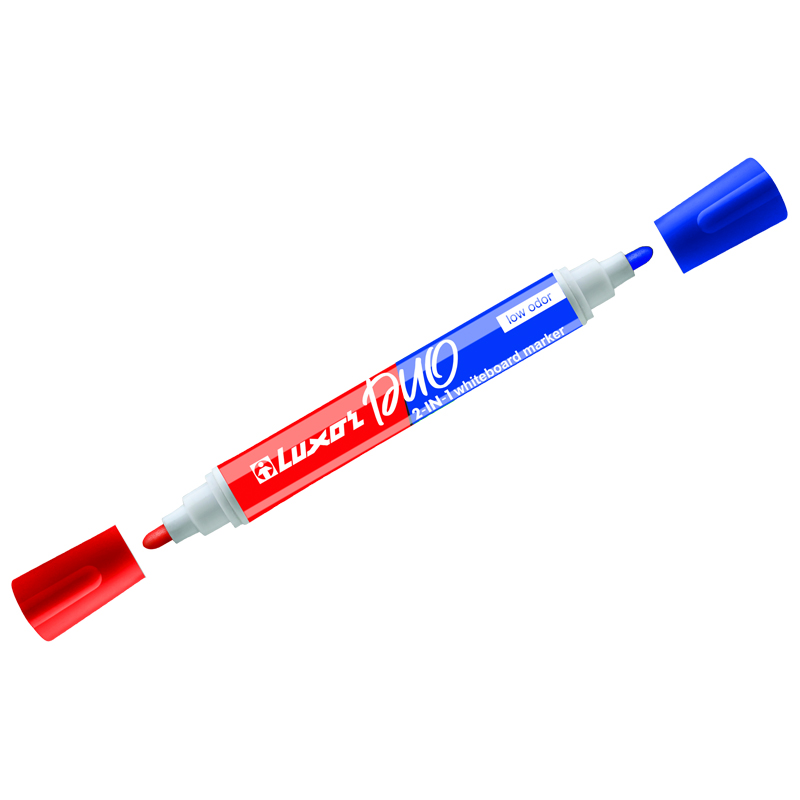 Маркер для белых досок двухсторонний Luxor Duorite синий/красный, пулевидный, 1-3мм (Вид 1)