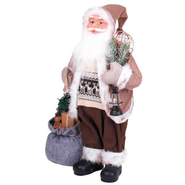 Сувенир Дед Мороз в серой шубе, с фонариком, 60 см Т-9553