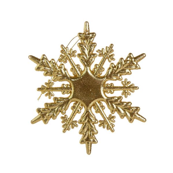 Новогоднее подвесное украшение Изящная снежинка, золотая 15 см  НУ-5100