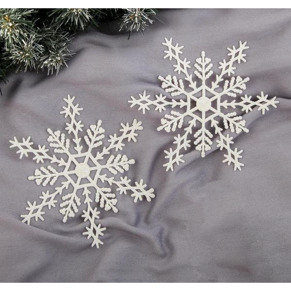 Новогоднее подвесное украшение Изящная снежинка, серебряная 15 см  НУ-5099 (Вид 1)
