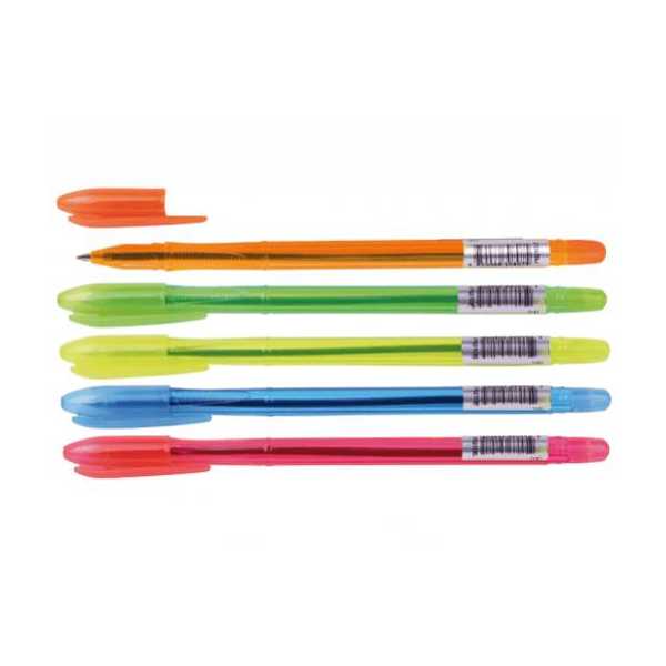 Ручка шарик.VeGa NEON Cristal, 0,7мм, масло, синяя, 5цв. (Стамм)