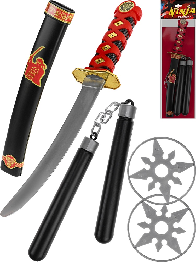 Игровой набор Ниндзя красный (катана и нунчаки, в пакете) ( Арт. Y18544179)