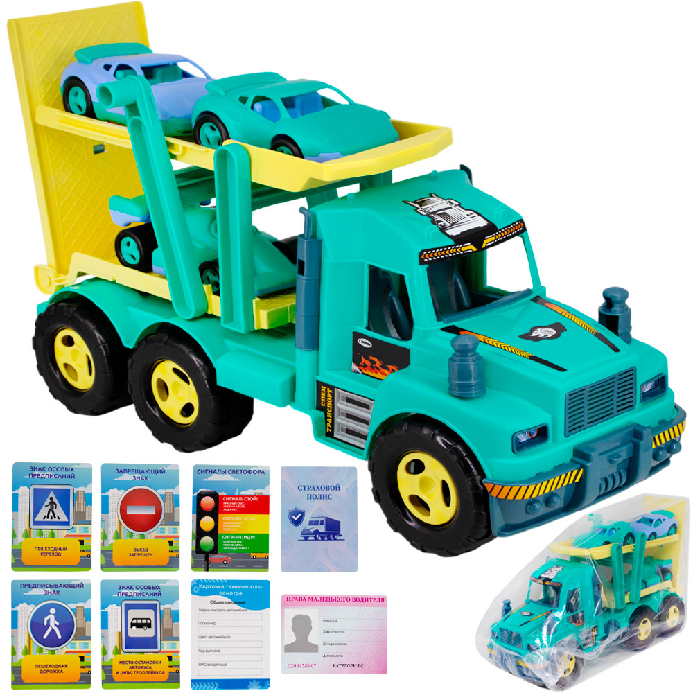 Автовоз с карточками водителя КРОКОТАМ зеленый А-8007 /5/