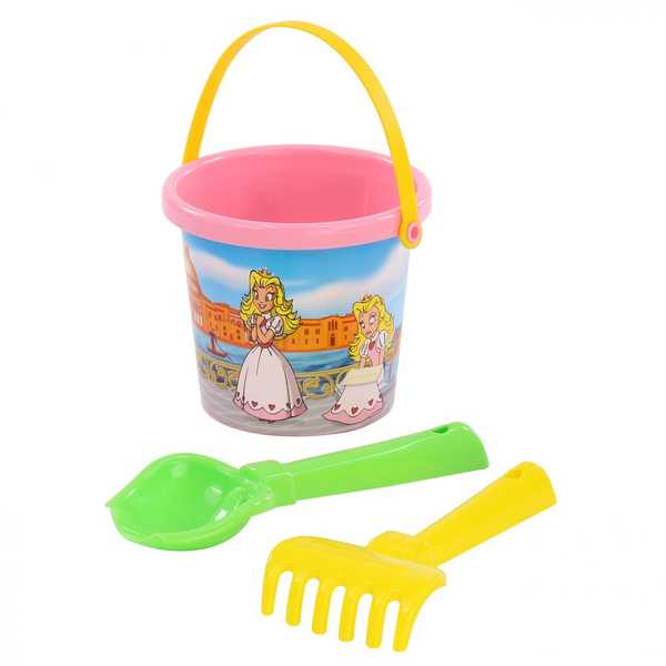 арт 0511, Набор №219: ведро малое с наклейкой, совок №2, грабельки №2
