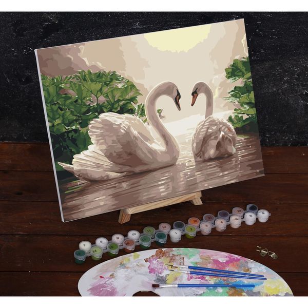 Картина по номерам на холсте Лебеди на тихом пруду, 40*30 см    5177188