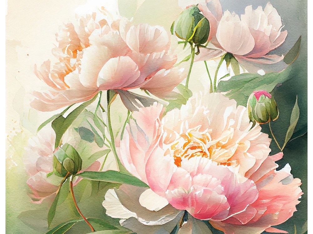 Холст с красками 40х50 см по номер. Нежный аромат пионов (Арт. 1123154) Джаззл