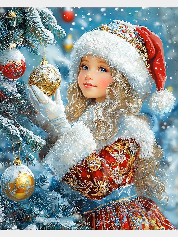 Холст с красками 40х50 см по номерам в коробке (30цв.) Внучка Деда Мороза (арт. ХК-0541)