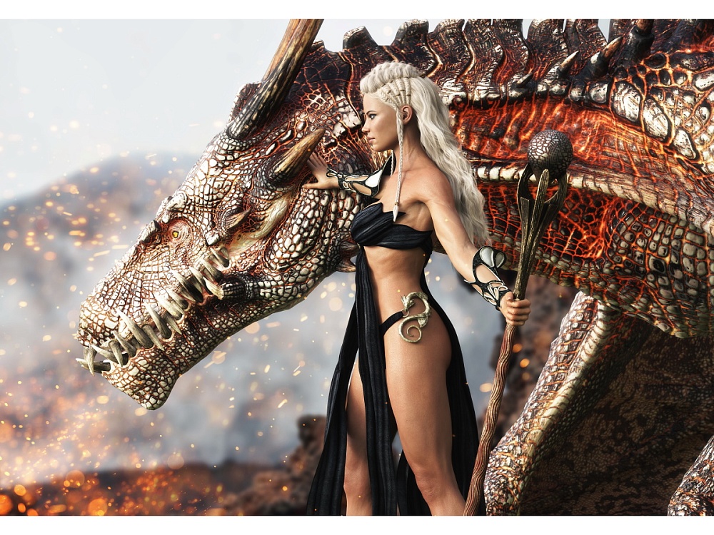 Холст с красками по номерам 22х30 см (14цв.) Повелительница драконов (Арт. Х-4086)