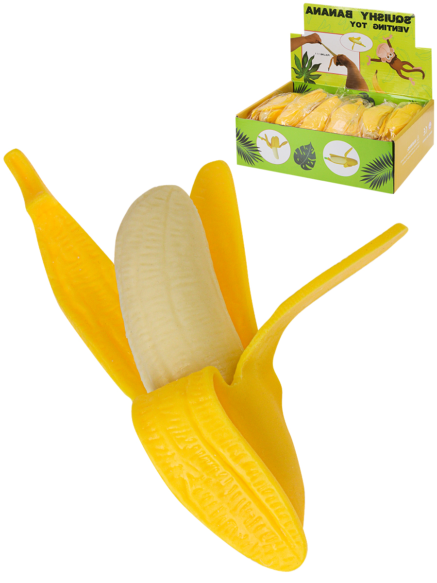 Антистресс-мялка Банан,размер 13см,материал полимерный,в пакете ( Арт. FX210807-1) кратно 12