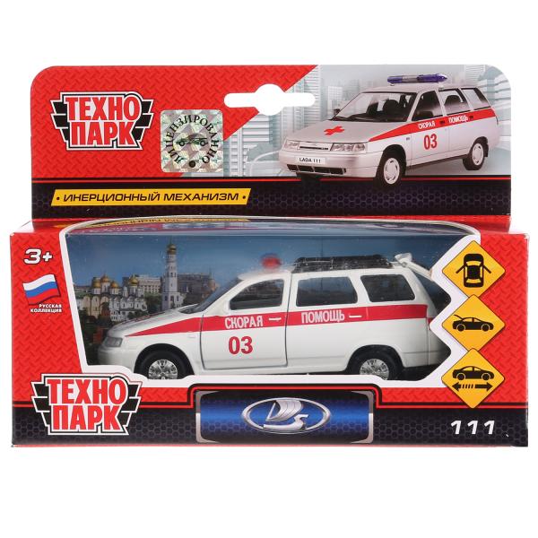Машина металл LADA 111 СКОРАЯ, 12 см, двери, багаж., инерц., кор. Технопарк SB-16-67-A-WB