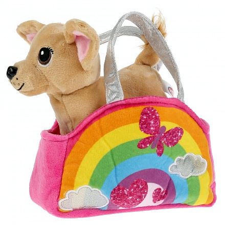 Мягкая игрушка собачка 15см в радужной сумочке в пак. ТМ МОЙ ПИТОМЕЦ в кор.24шт (Фото 1)