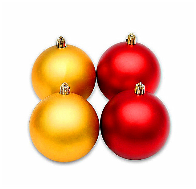 Набор новогодних красных и золотых матовых ёлочных шаров Бархат 8 см  (4 шт.) НУ-6984