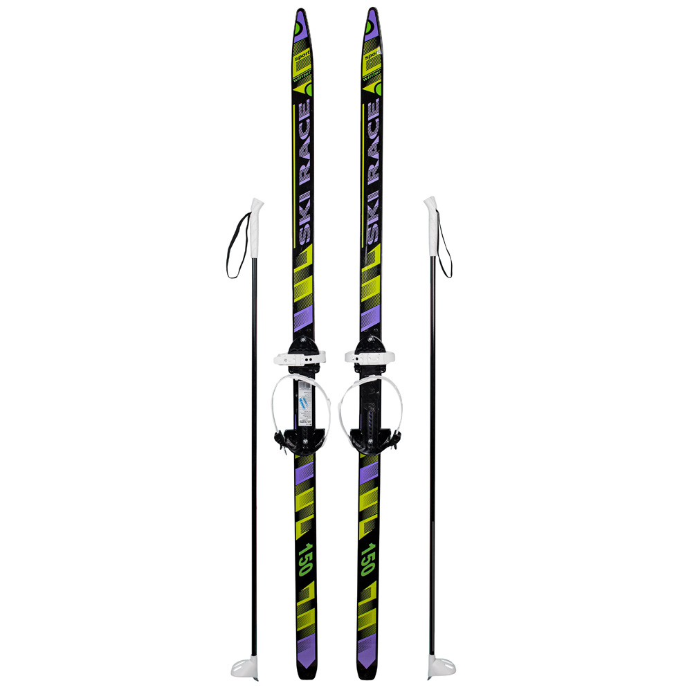 Лыжи подростковые Ski Race с палками стеклопластик, унив.крепление, (150/110) (Вид 1)