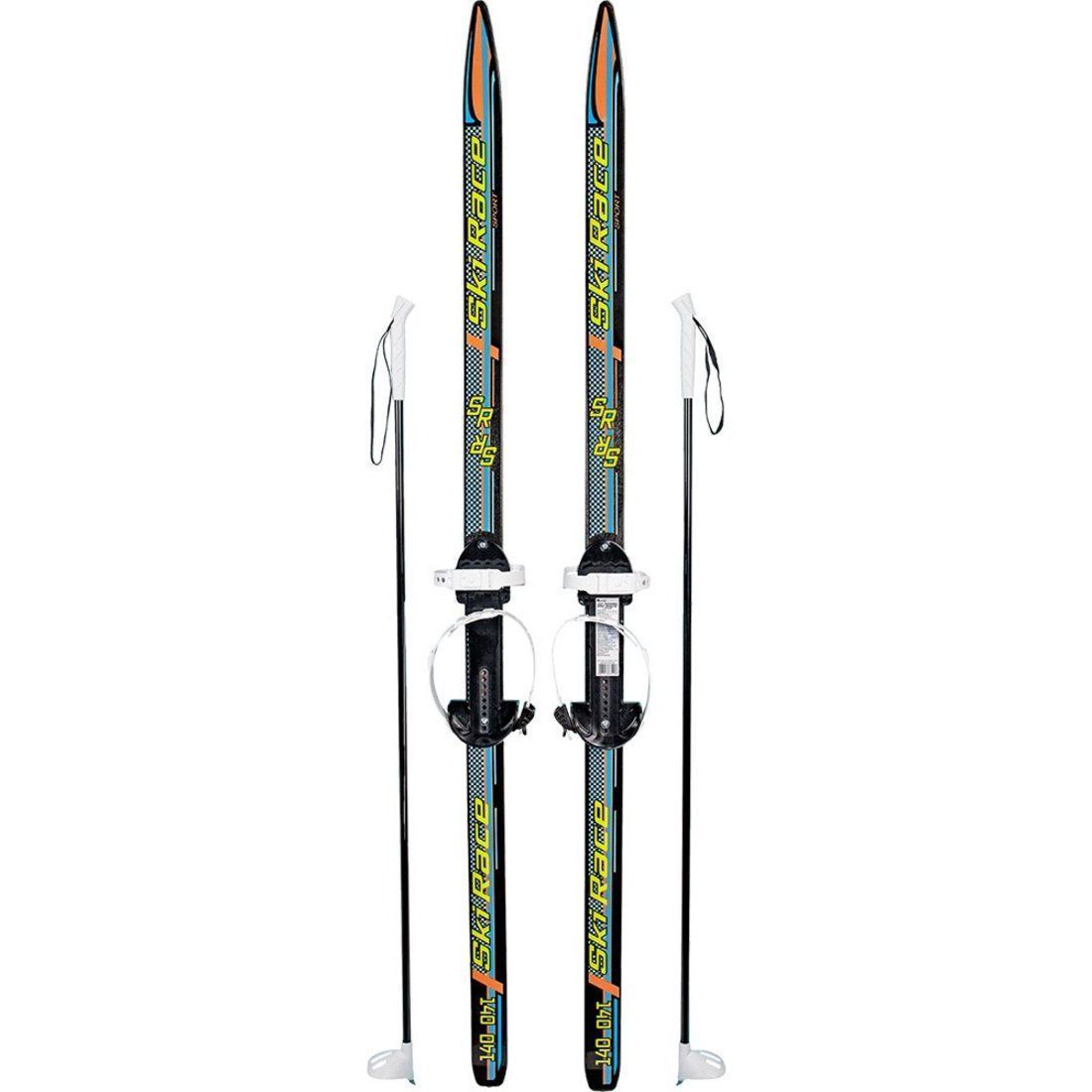 Лыжи подростковые Ski Race с палками стеклопластик, унив.крепление, (140/105) (Вид 1)