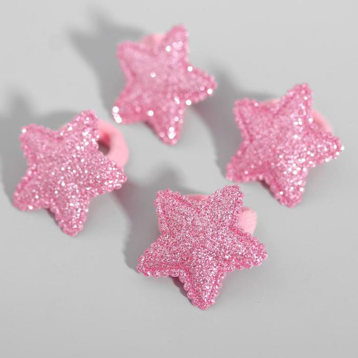 Набор резинок ВИНКС Звёзды розовые с блестками, 4 шт, 6х5 см 4675389 (Вид 2)
