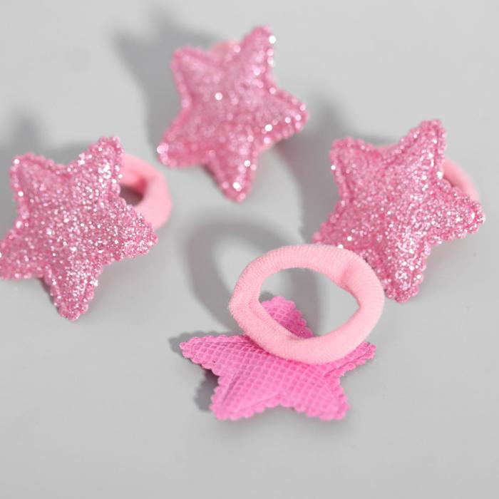 Набор резинок ВИНКС Звёзды розовые с блестками, 4 шт, 6х5 см 4675389 (Вид 3)