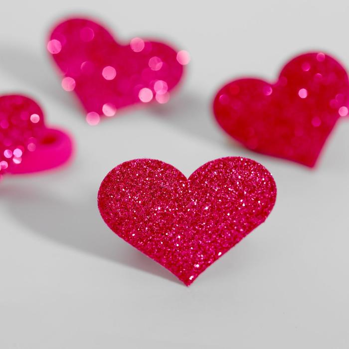 Набор резинок, Маша и Медведь Сердца розовые с блестками, 4 шт, 6х5 см    4675395 (Вид 2)