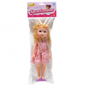 Кукла DollyToy Блондинка в розовом платье (31 см, поёт, винил, стекл. глаза)