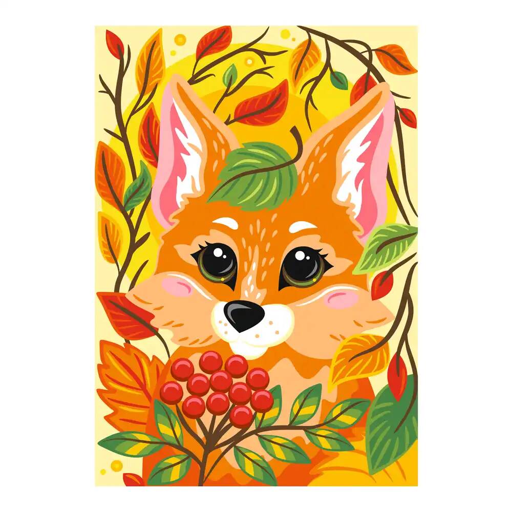 Ркн-063 Картина по номерам для малышей Осенняя лисичка (Фото 2)