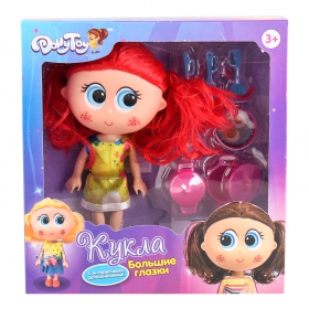 Кукла DollyToy Большие глазки: Девочка с посудкой (19,5 см, глаза нарисованы, красн. волосы) (Вид 1)