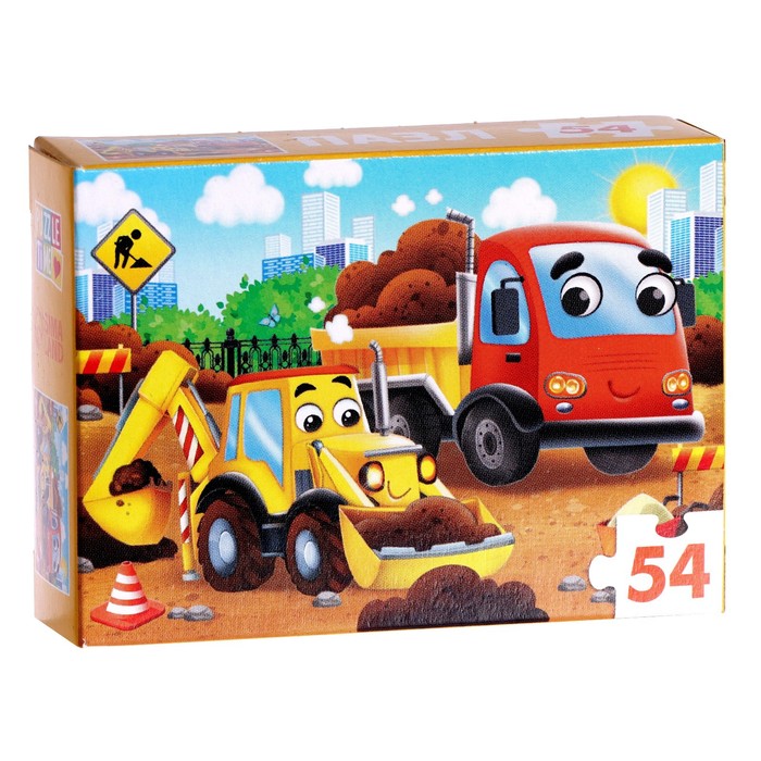 Пазл детский Машины на стройке, 54 элемента 7548954