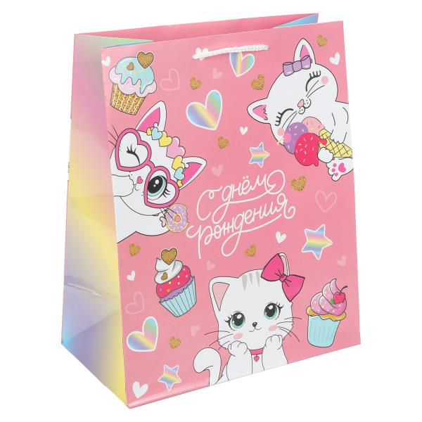 Пакет подарочный глянцевый l,котенок,140 гр/м2 ЧУДО ПРАЗДНИК PL-130121-CAT