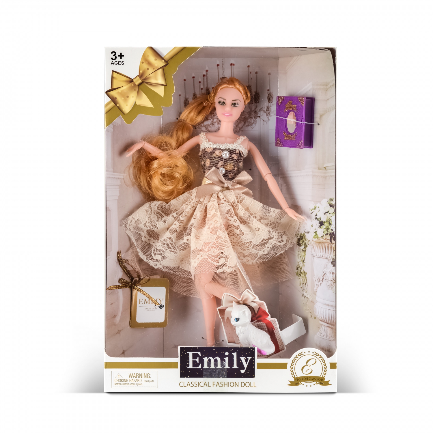 Кукла Золото: Девушка с книгой (28 см, кошка, книга) (10702070/041019/0205254/5, КИТАЙ)