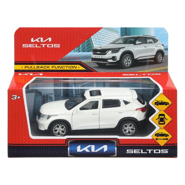 Машина металл KIA seltos длина 12 см, двери, багаж., инерц, белый, кор. Технопарк в кор.2*36шт