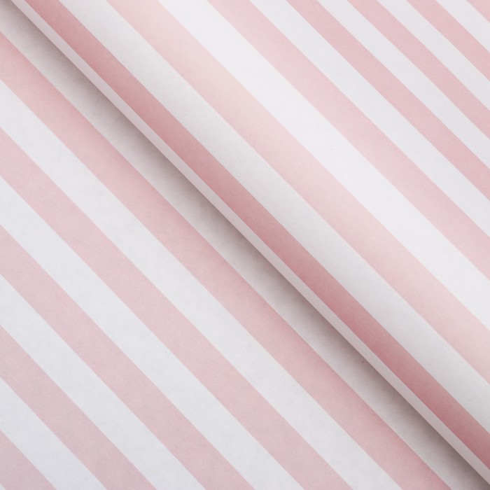 Бумага упаковочная, Полоски, крафт белый, розовая, 50 х 70 см 4878318