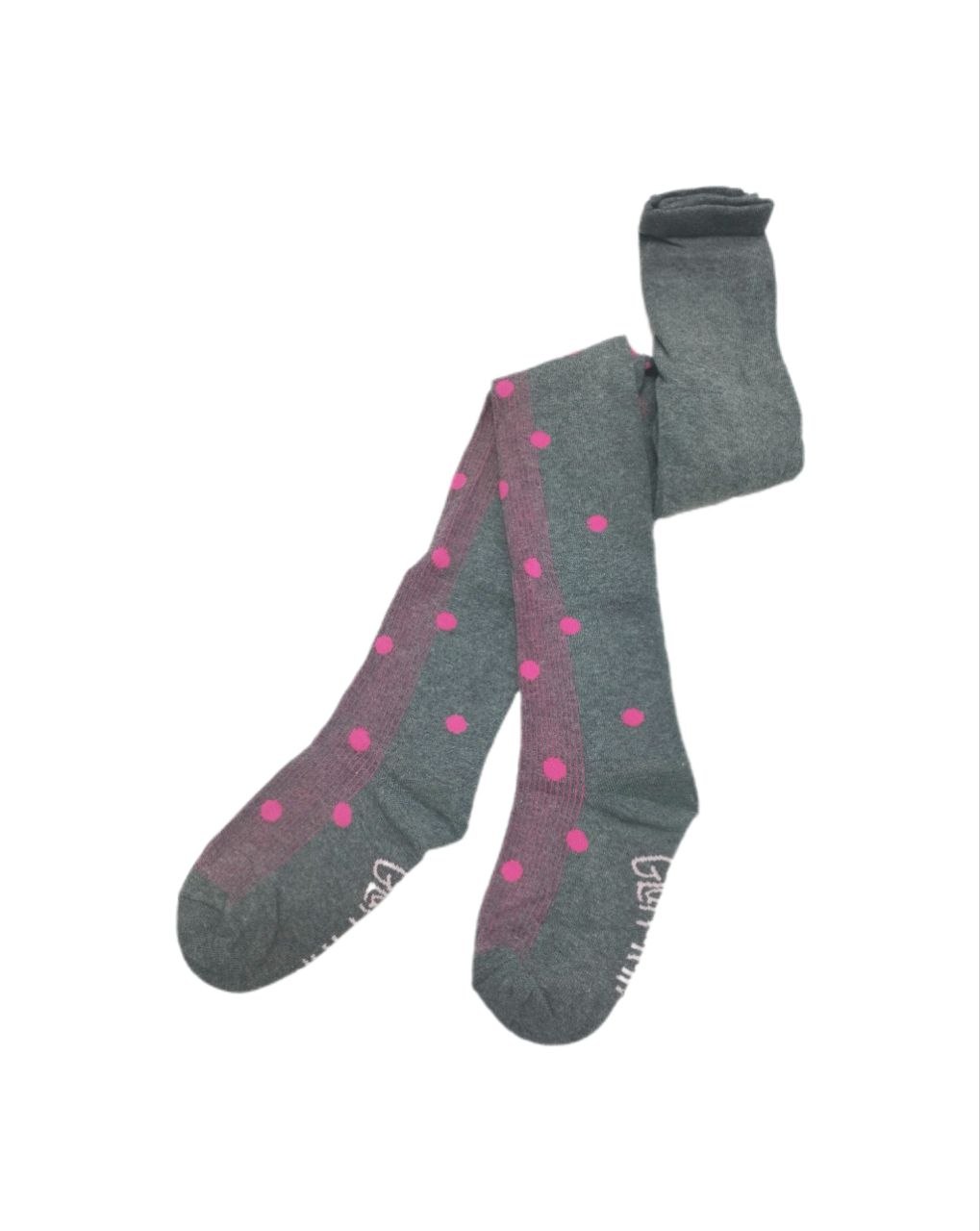 31-0300 Колготки детские, р-р 5-6 лет серый с розовым 110-116см