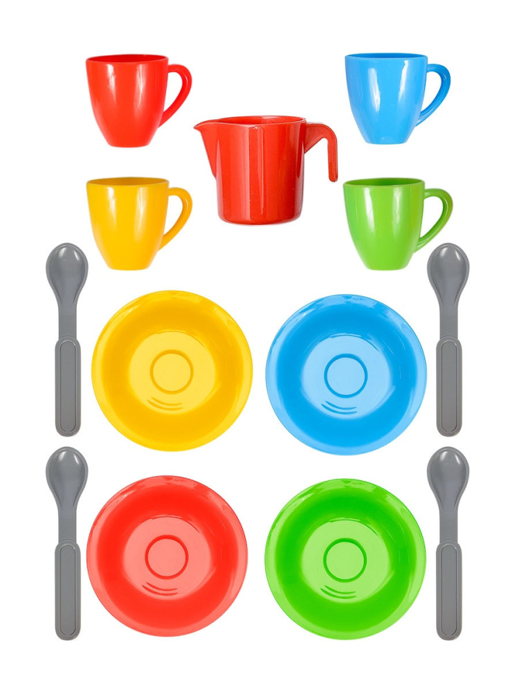 Набор посуды НЗ014 Молочный чай 13 предметов в сетке Green Plast (Вид 2)