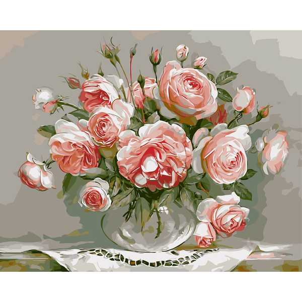 Рисование по номерам  Пионовидные розы 40х50 см HB006 4843655