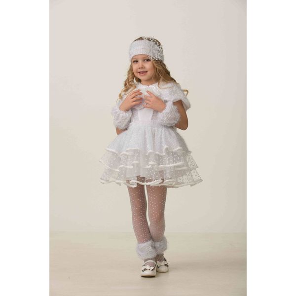 5135 Карнавальный костюм Снежинка Снеговичка ( платье, пелерина, манжеты для рук, манжеты для ног, п