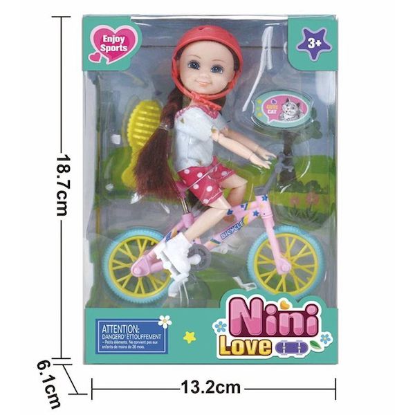 Кукла малышка 53824 на велосипеде в кор.
